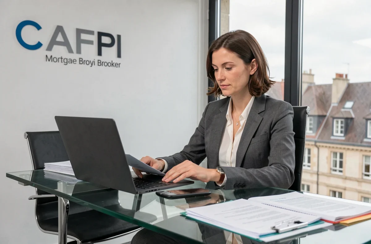 Conseillère CAFPI en prêt immobilier travaillant dans son bureau à Dijon
