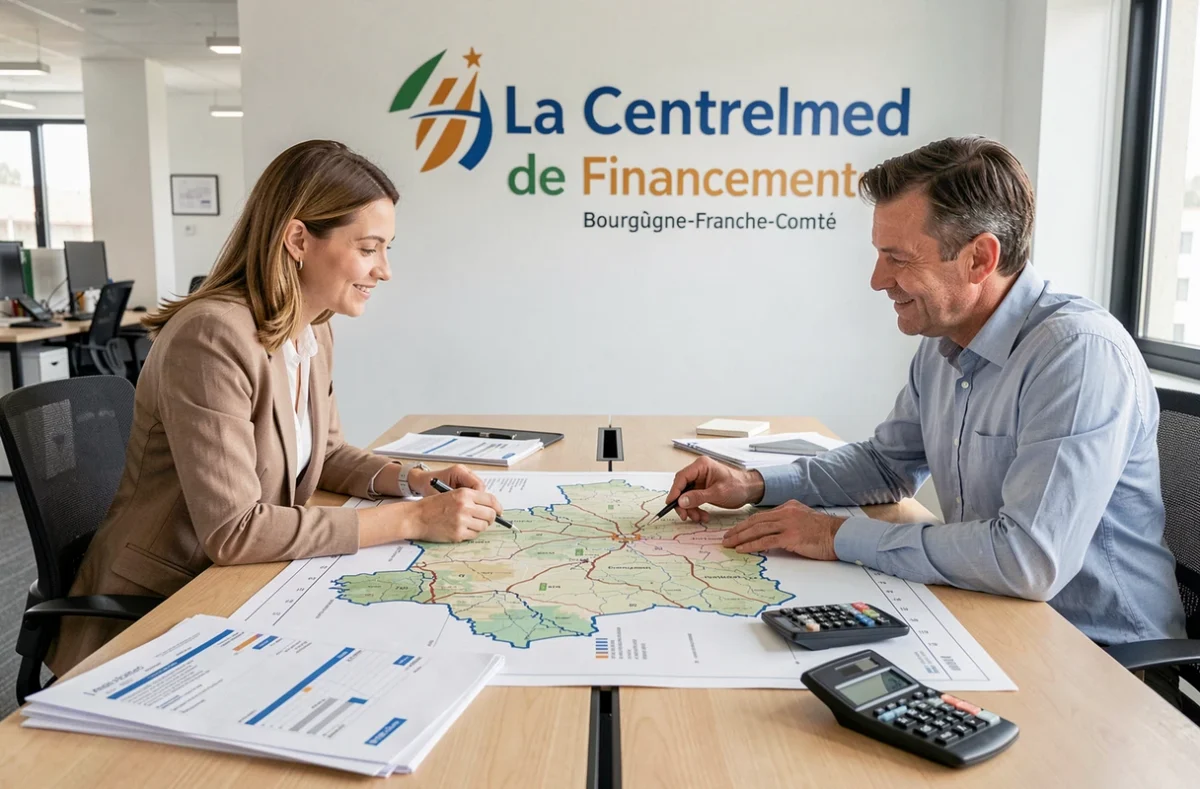 Équipe de La Centrale de Financement collaborant sur des dossiers de prêt en Bourgogne-Franche-Comté