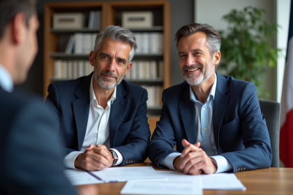 Couple français attentif lors d'une signature officielle