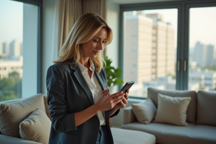 Femme inspectant un appartement après un séjour
