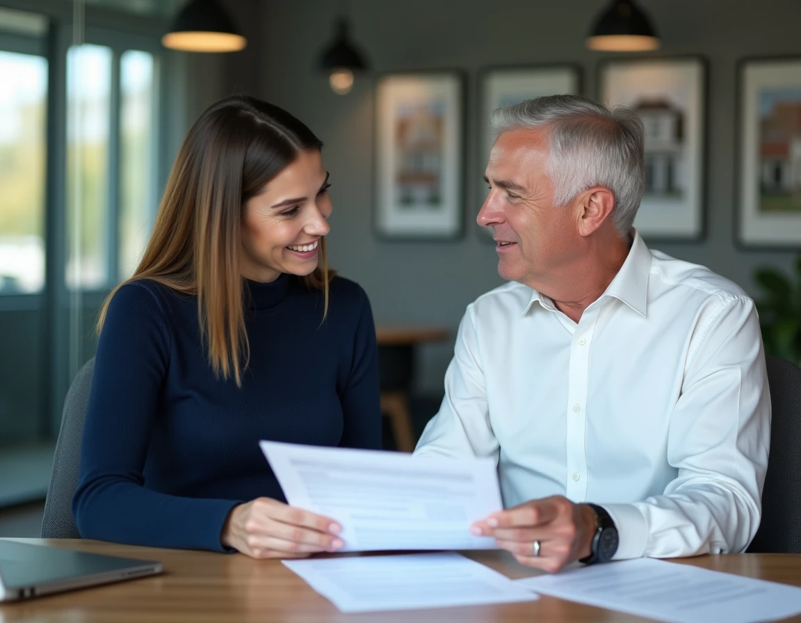 Locataire et agent immobilier discutant des garanties locatives dans une agence du Nord
