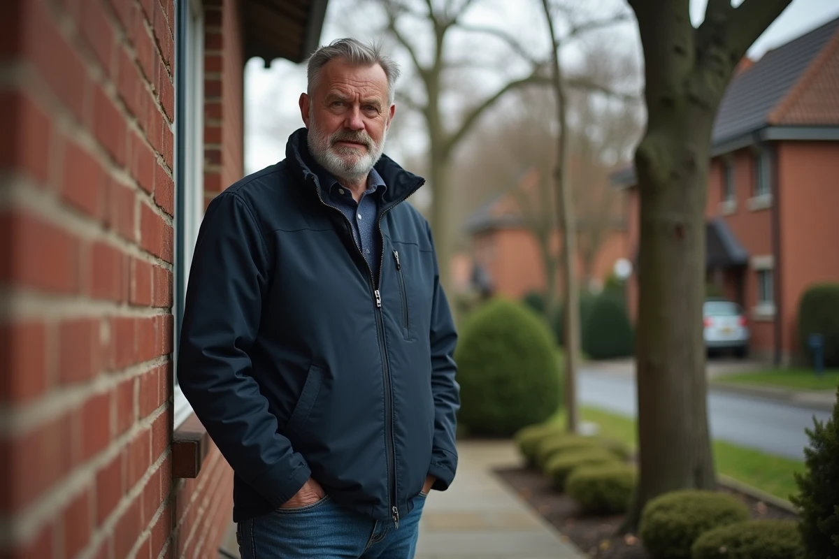 Homme examinant un mur en briques à l