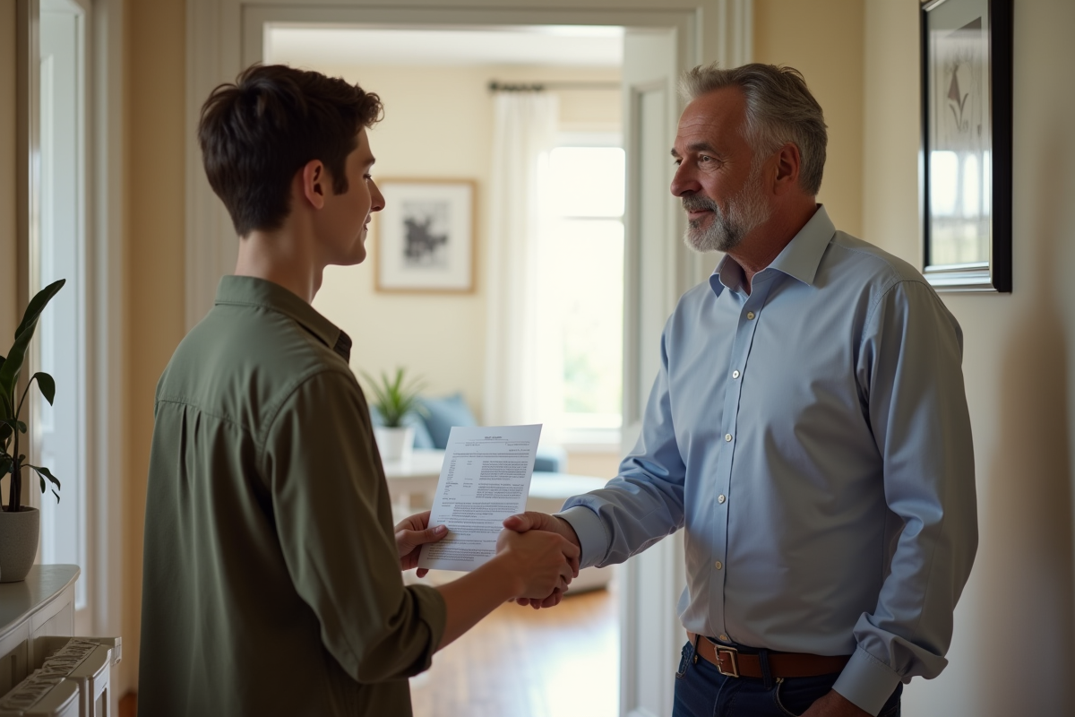 Homme et locataire échangent une poignée de main dans l
