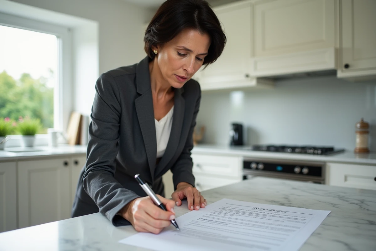 Propriétaire s'apprêtant à signer un mandat de vente avec clause d'honoraires à la charge du vendeur