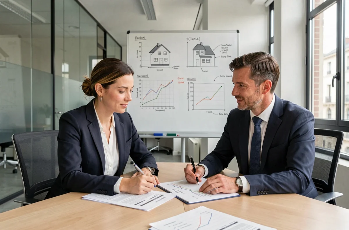 Conseillers de We Invest DHG Conseil analysant des dossiers d'investissement immobilier locatif à Lyon